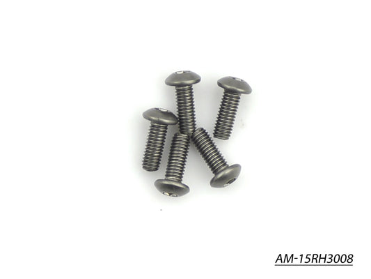 Titanium Screw Allen Round Head M3X8 (5) (AM-15RH3008)