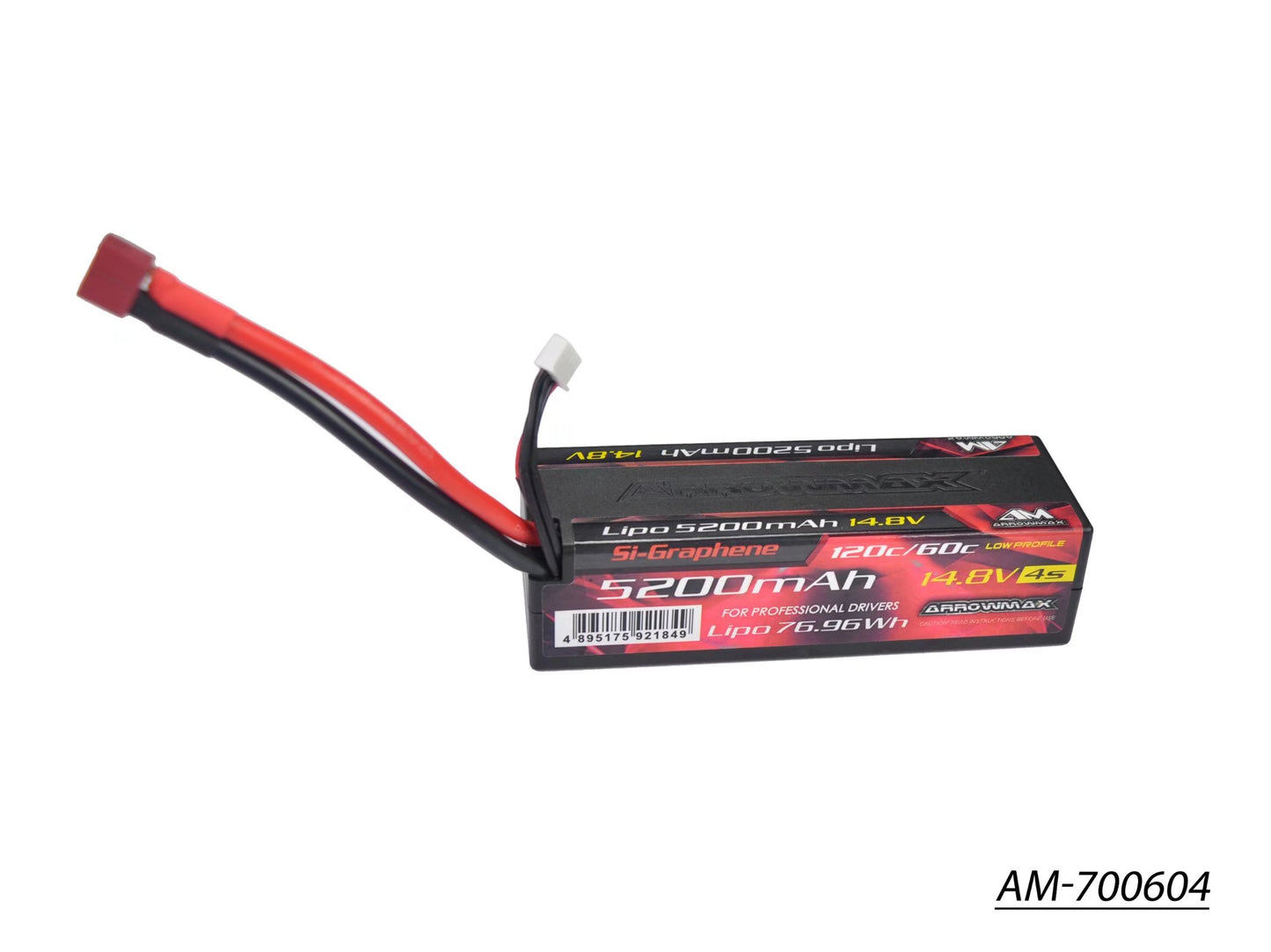 AM Lipo 5200mAh 4S - 14.8V 55C Continuous 110C Burst wire with Deans (AM-700604)