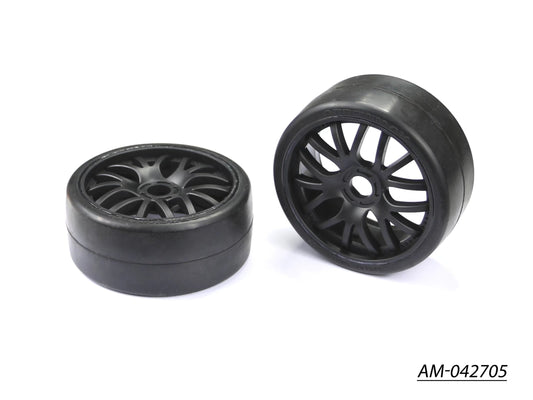 1/8 GT Tire Medium Glued Black (2) (AM-042705)