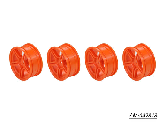 1/10 TC 5 Spoke Split Rims +3MM Offset Orange (4) AM-042818